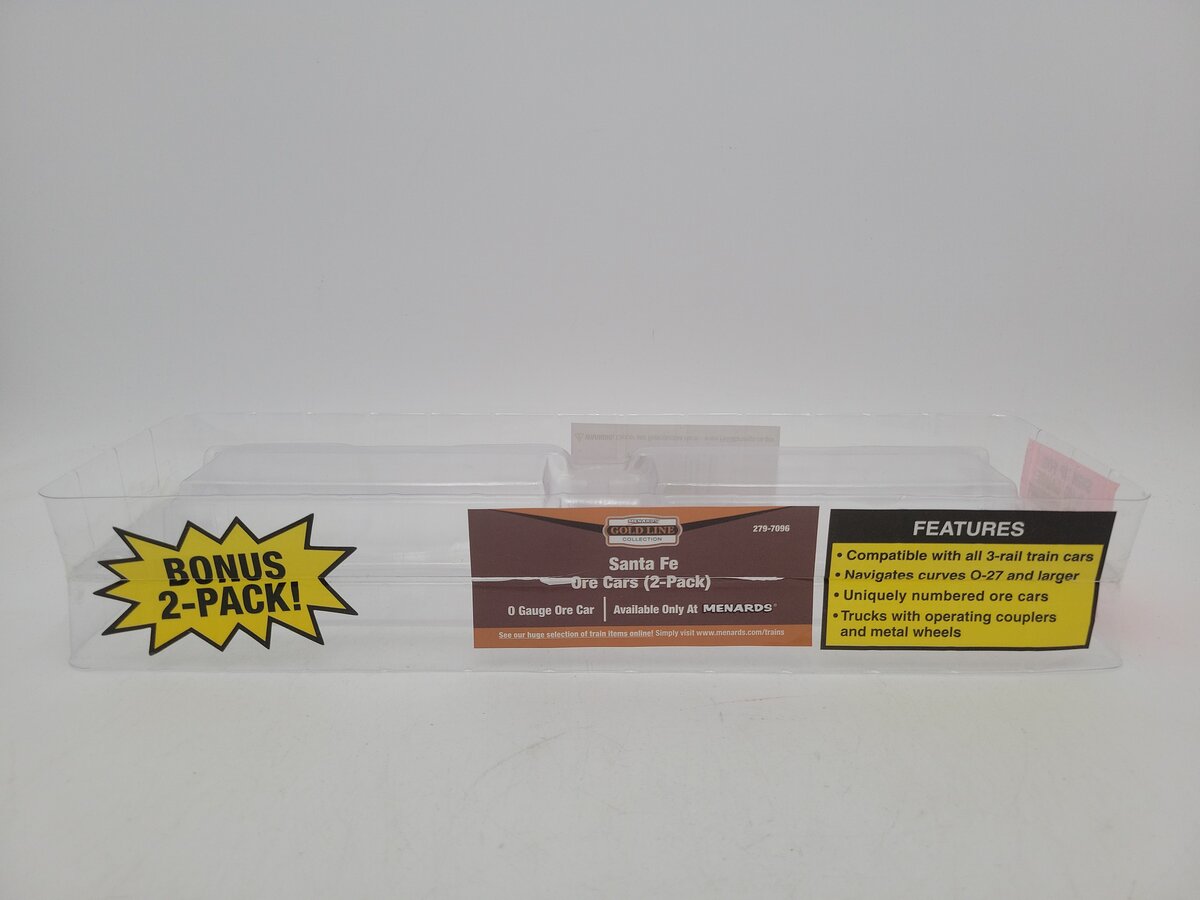 Menards 279-7096 O Gauge CUSTOM Santa Fe Ore Cars (Pack of 2) EX/Box