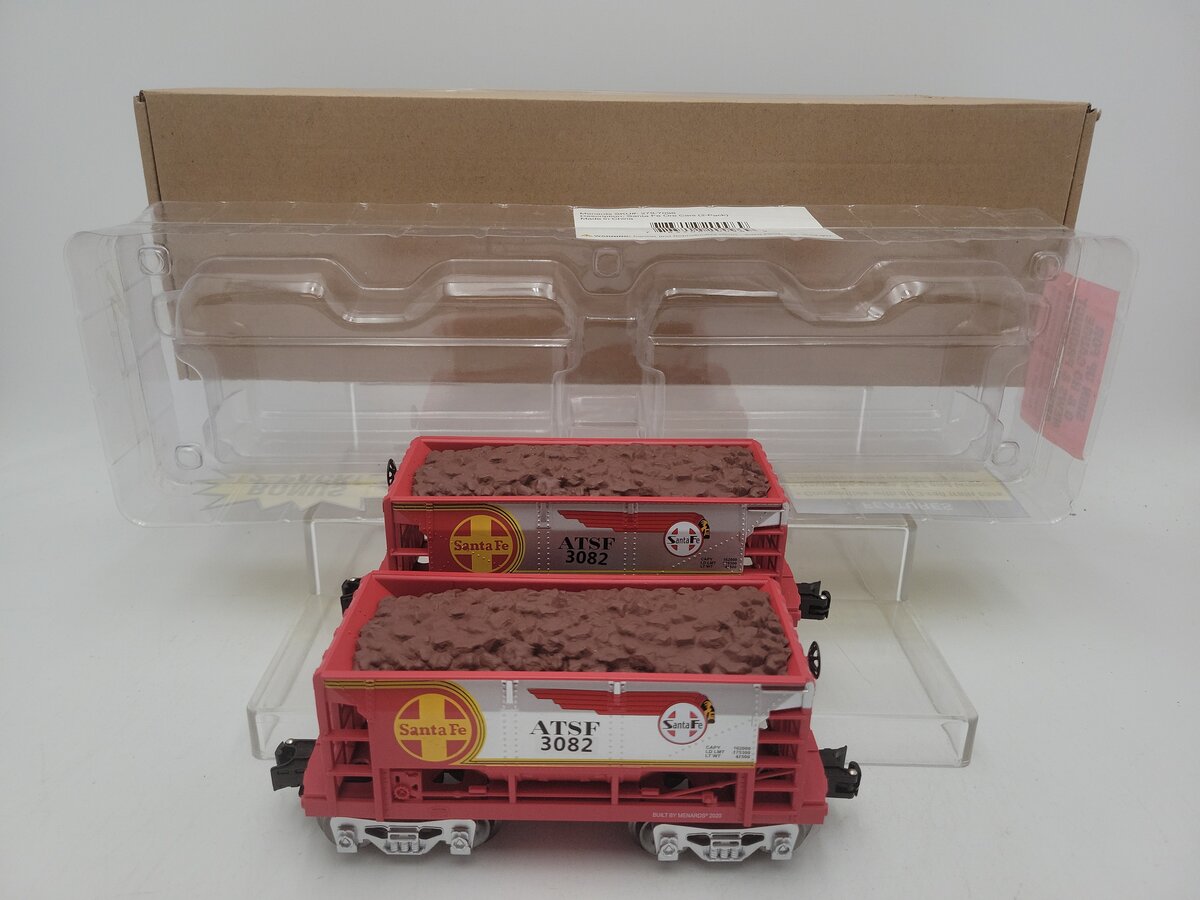 Menards 279-7096 O Gauge CUSTOM Santa Fe Ore Cars (Pack of 2) EX/Box