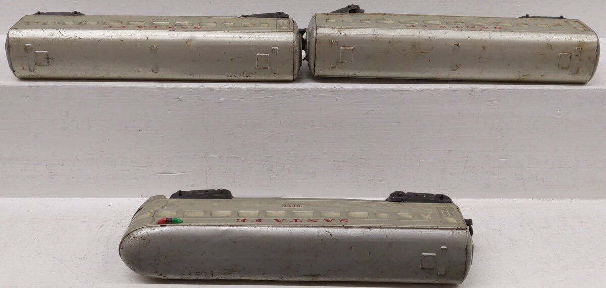 Marx 3152S Vintage O Santa Fe Tinplate Pullman Set #3197, #3152, #3152