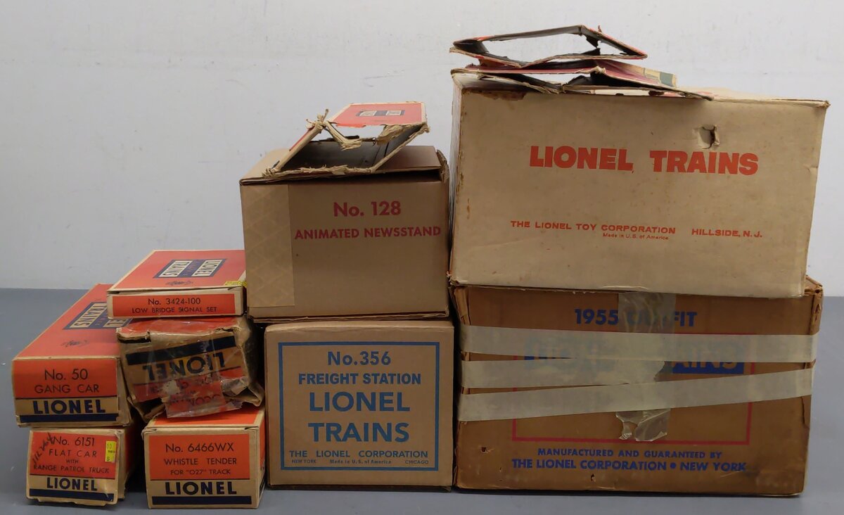 Lionel Vintage O Gauge Empty Boxes:6151,6466WX,50,2055,356,128,6464-275 [12]/Box