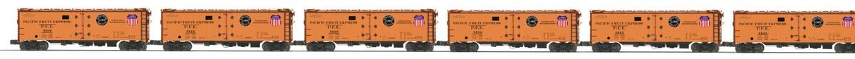 MTH 20-92109 O Pacific Fruit Express 40' Steel Sided Reefer (Set of 6) NIB
