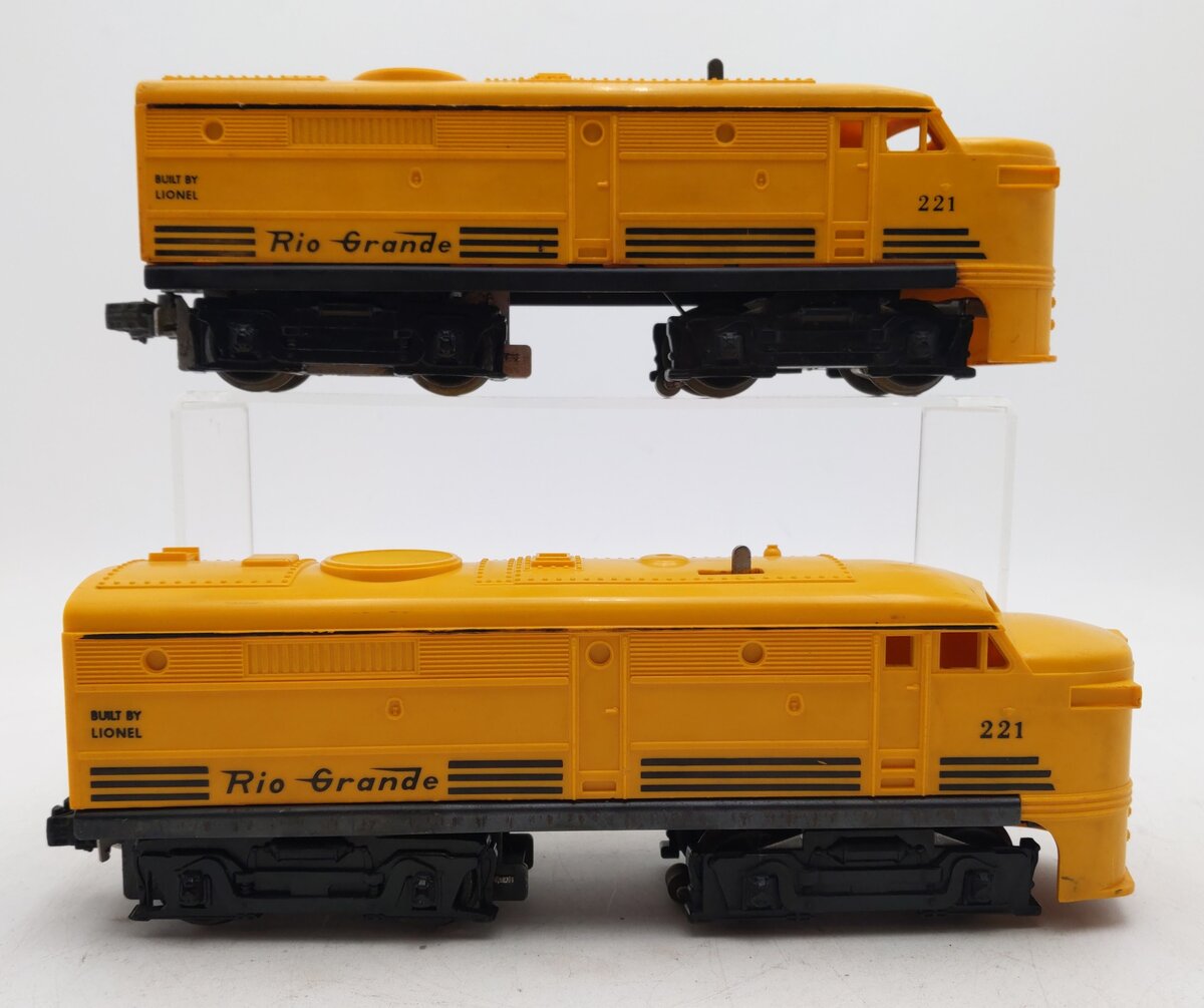 Lionel 221 Vintage O Rio Grande Alco Powered AA Unit Diesel Locomotive Set VG