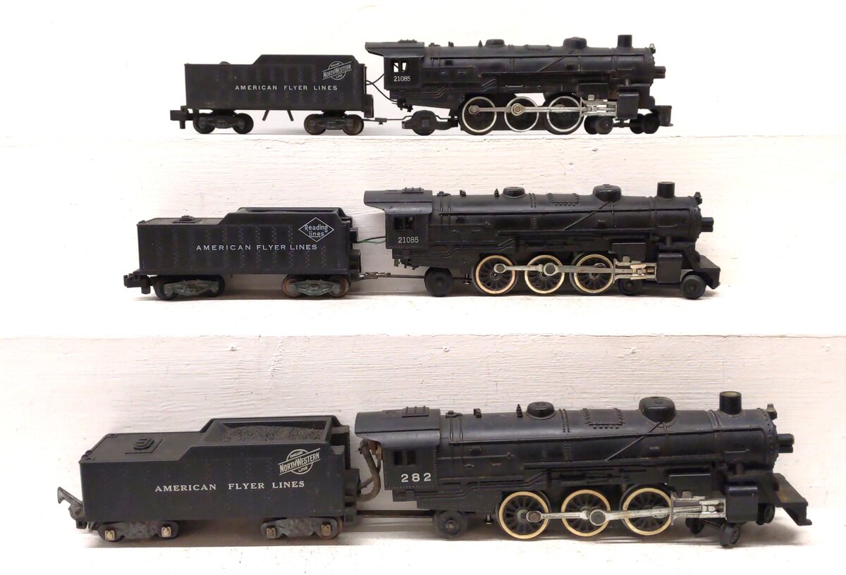 American Flyer S Gauge Assorted Steam Locomotives: 21085, 282 [3] VG