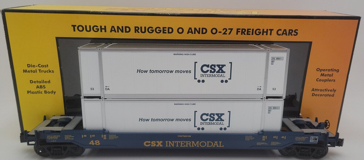 MTH 30-4213B O Modern CSX Husky Stack Car #620168 EX/Box