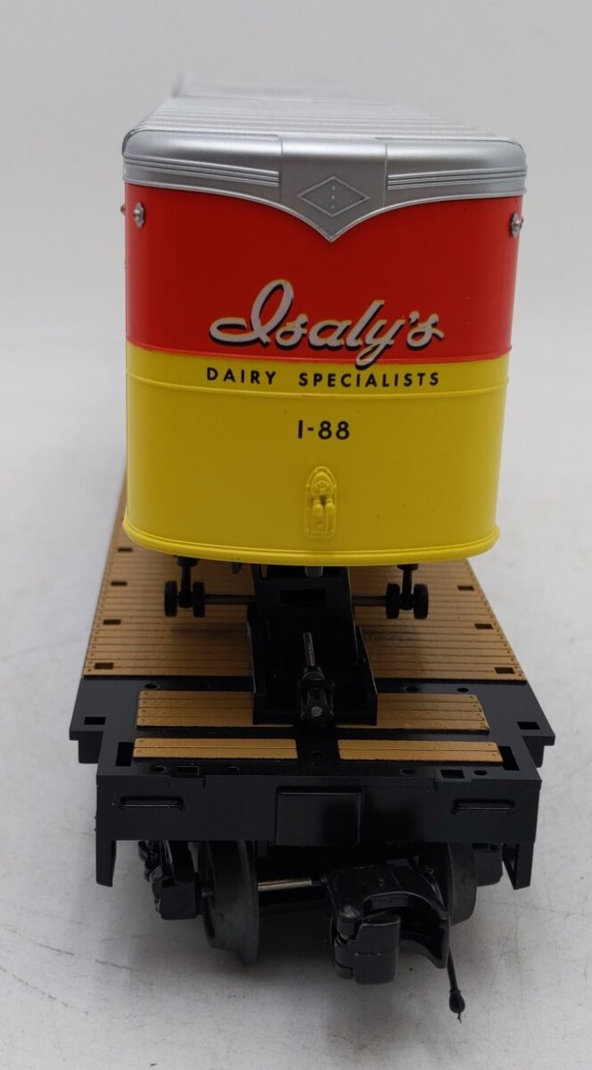 MTH 20-98835 O Gauge Flat Car w/2 Pup Trailers #932 EX/Box