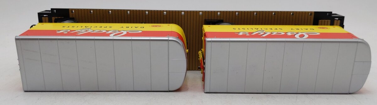 MTH 20-98835 O Gauge Flat Car w/2 Pup Trailers #932 EX/Box
