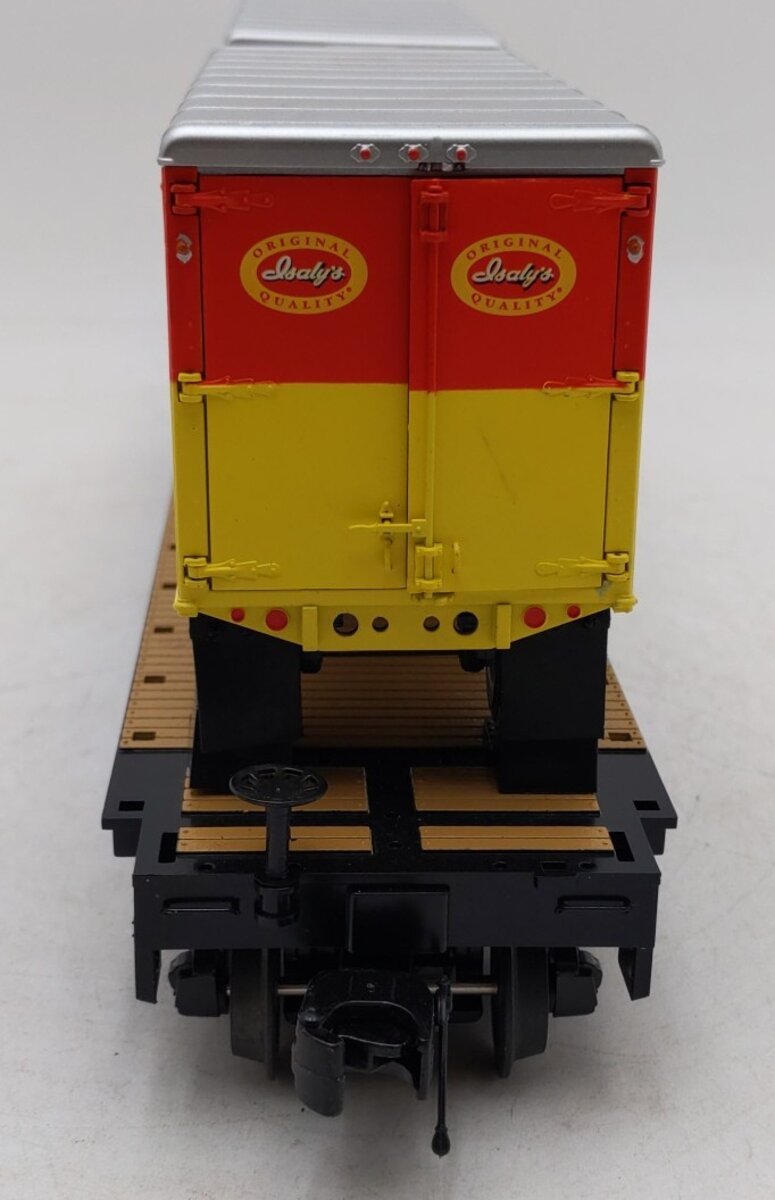 MTH 20-98835 O Gauge Flat Car w/2 Pup Trailers #932 EX/Box