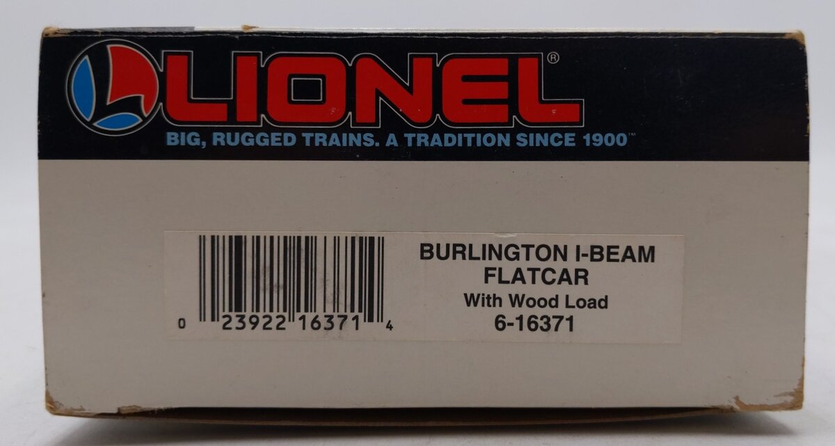 Lionel 6-16371 O Gauge Burlington Northern I-Beam Flat Car #16371 w/Wood Load LN/Box
