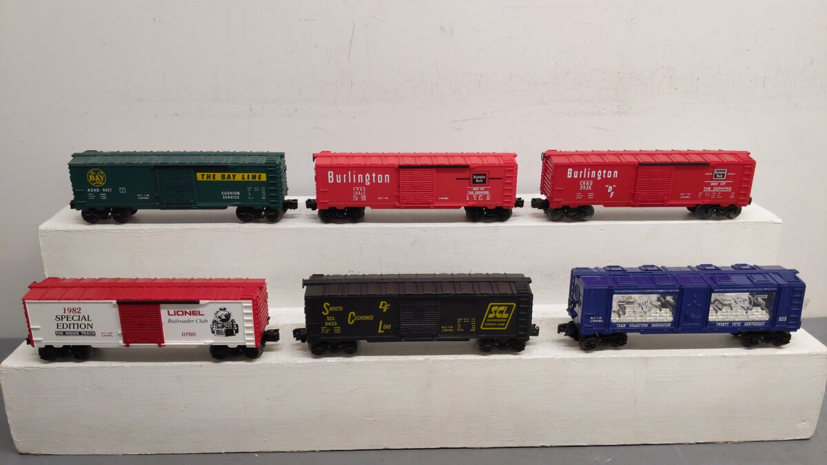 Lionel O Assorted Freight Cars 9427, 19217, 9436, 9319, 9403, 0780 [6] EX/Box