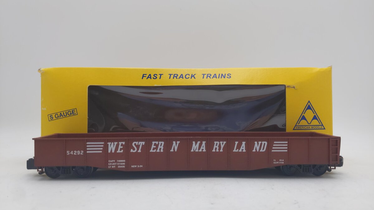 American Models S Scale Western Maryland Gondola w/o Load #54292 VG/Box
