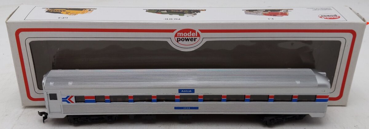Model Power 8803 HO Scale Amtrak Observation Passenger Car #3338 EX/Box