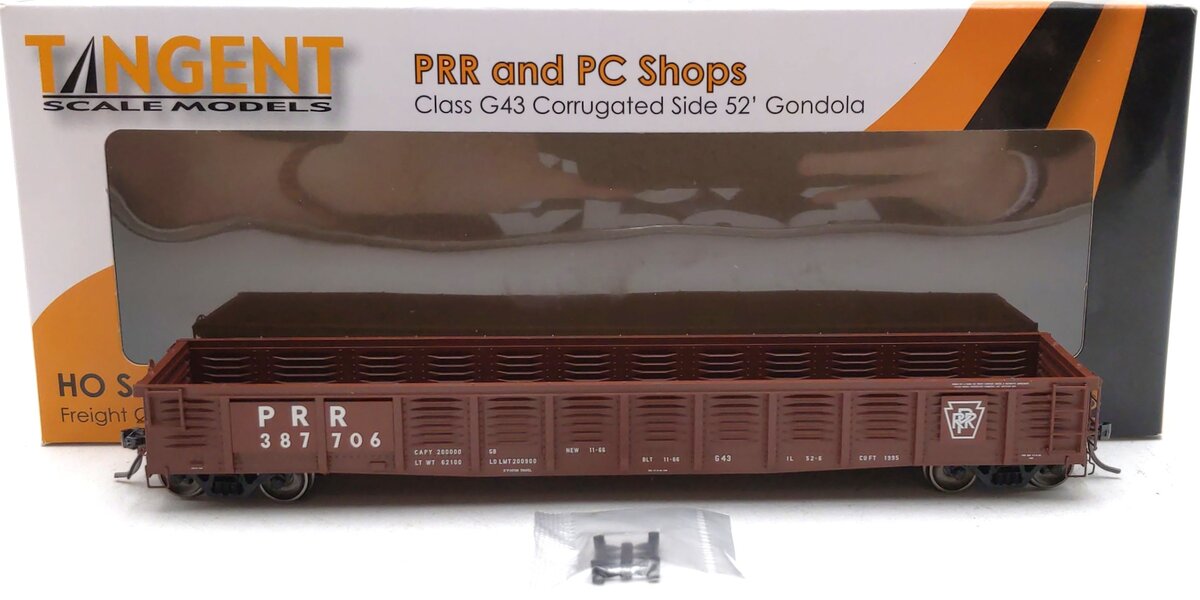 Tangent 17010-21 HO Scale PRR & PC Shops Class G43 52' Gondola #387706 LN/Box