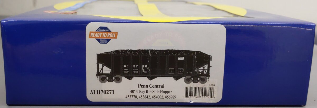 Athearn 70271 HO Penn Central 40' 3-Bay Ribbed Hopper with Load #1 (Pack of 4)