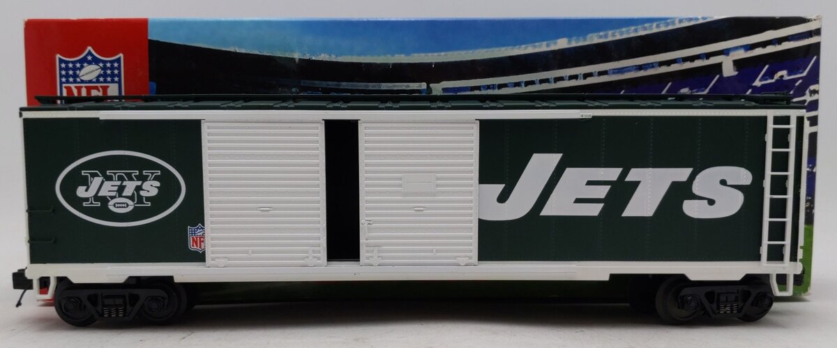 MTH 20-93267 O Gauge New York Jets NFL Football Double Door 50' Box Car EX/Box