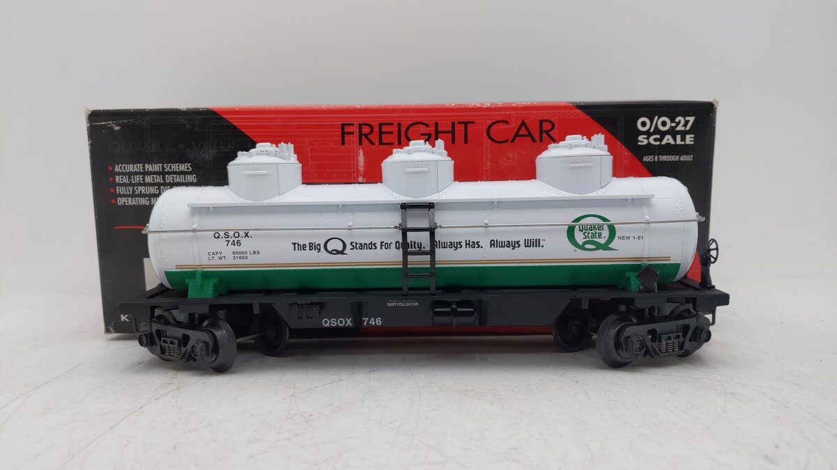 K-Line K636-8013 O Quaker State 3-Dome Tank Car EX/Box