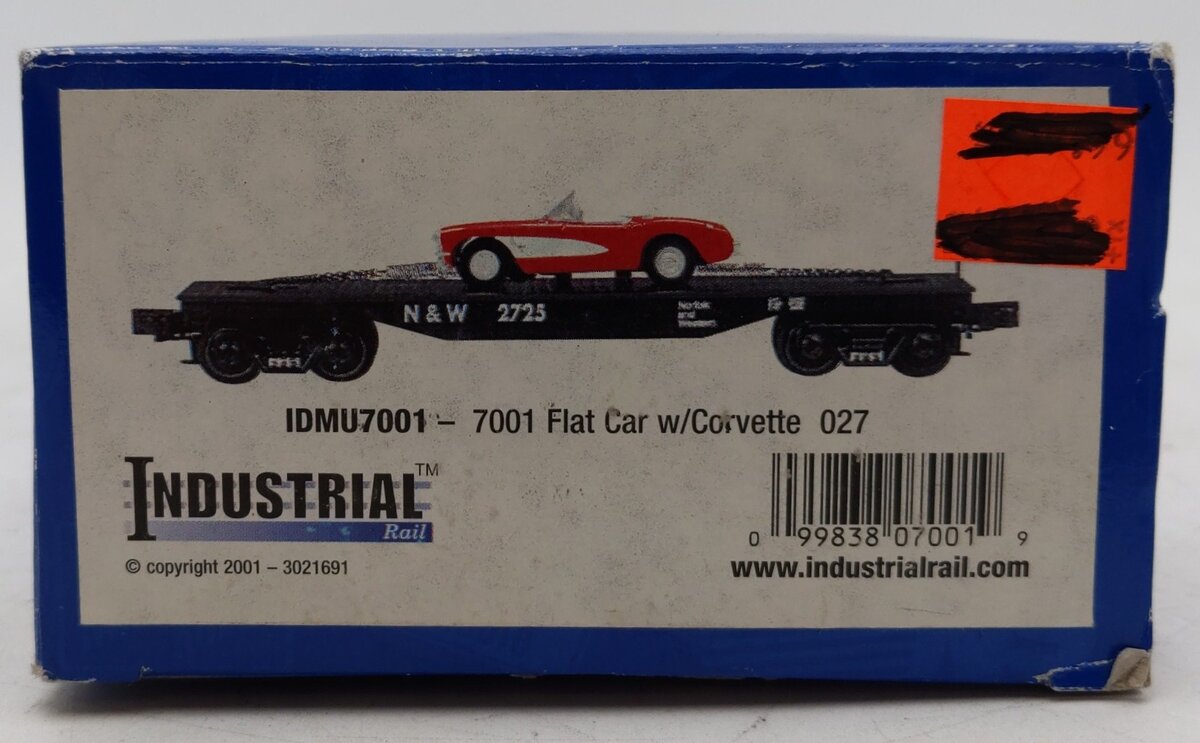 Industrial Rail 7001 O Gauge Norfolk & Western Flatcar w/ Car EX/Box