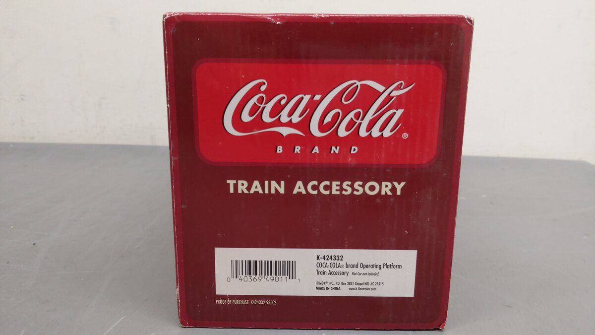 K-Line K424332 O Scale Coca-Cola/Coke Operating Platform LN/Box