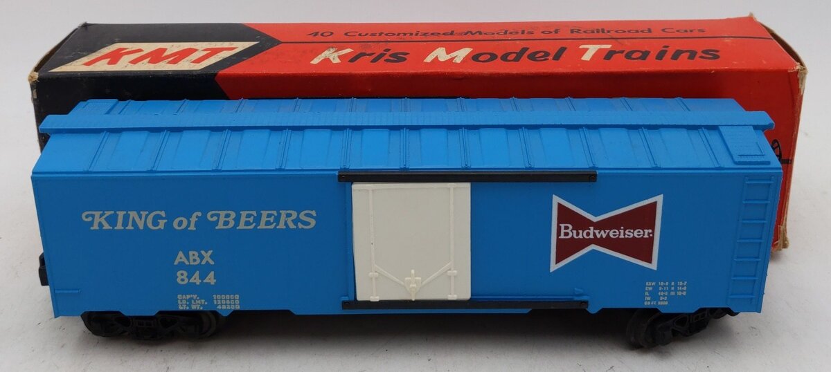 Kris Model Trains KMT O Gauge Blue Budweiser Beer Reefer Road #844 EX/Box