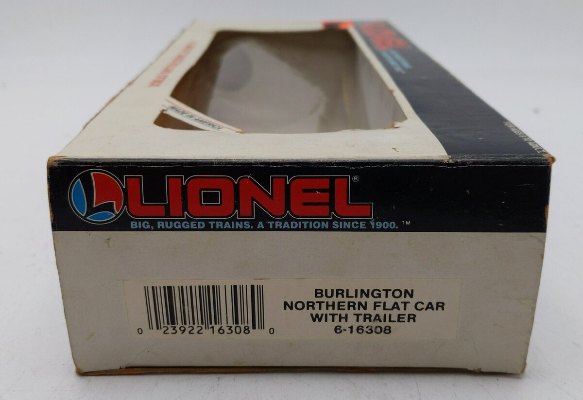 Lionel 6-16308 O Gauge Burlington Northern Flatcar #298224 w/Trailer EX/Box