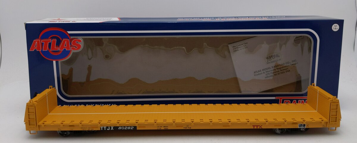 Atlas 2002673-1 O Scale TTX Short Bulkhead Flat Car #80282 (2-Rail) LN/Box