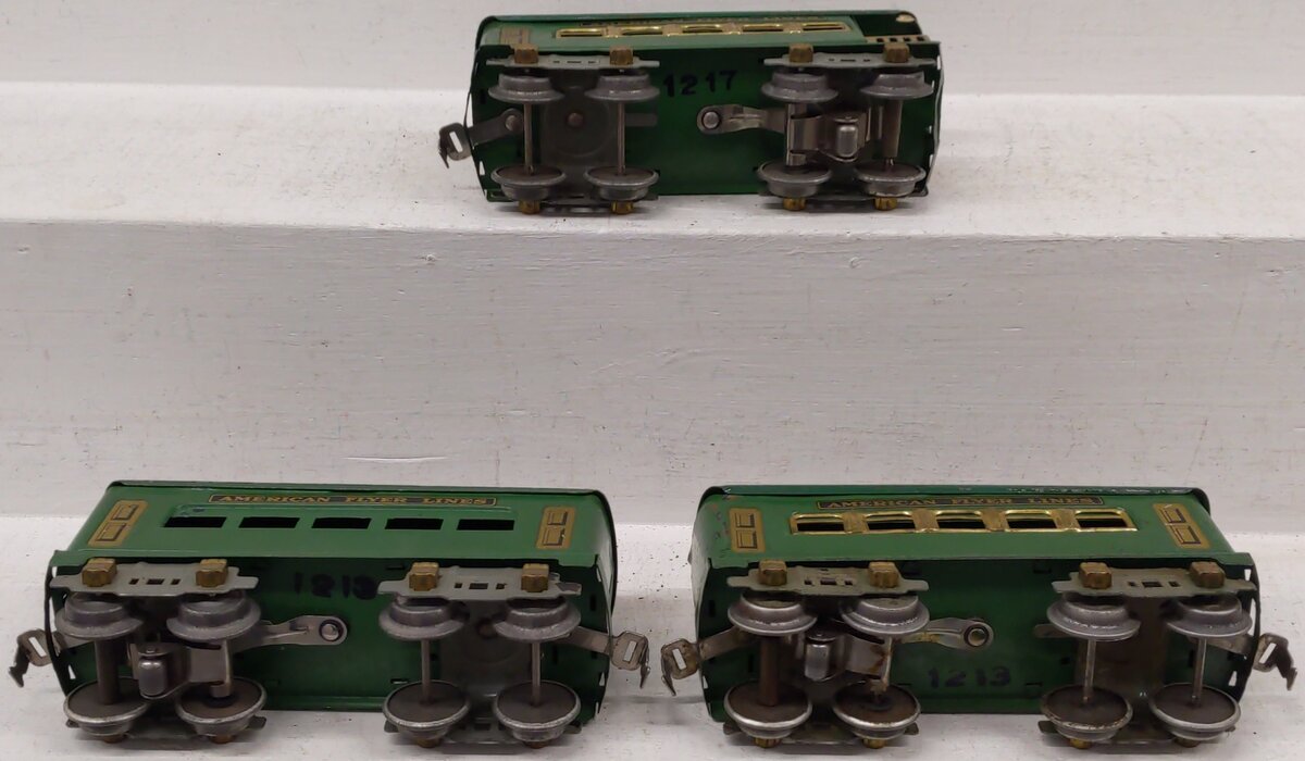 American Flyer Vintage O AFL Green Passenger Cars- 1213, 1217 [3]
