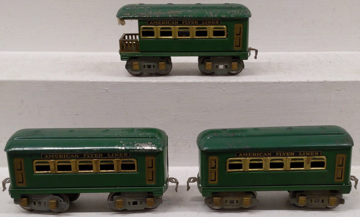 American Flyer Vintage O AFL Green Passenger Cars- 1213, 1217 [3]