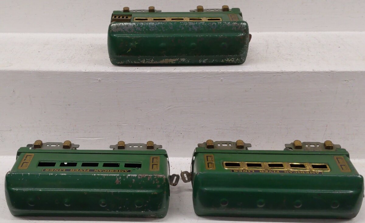 American Flyer Vintage O AFL Green Passenger Cars- 1213, 1217 [3]