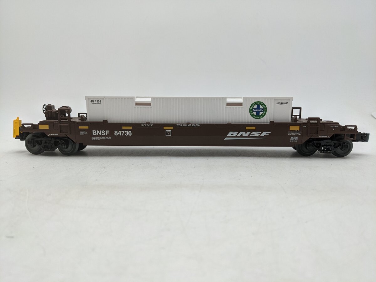 Lionel 6-84732F O Scale BNSF Flatcar Maxi Stack #84736 EX