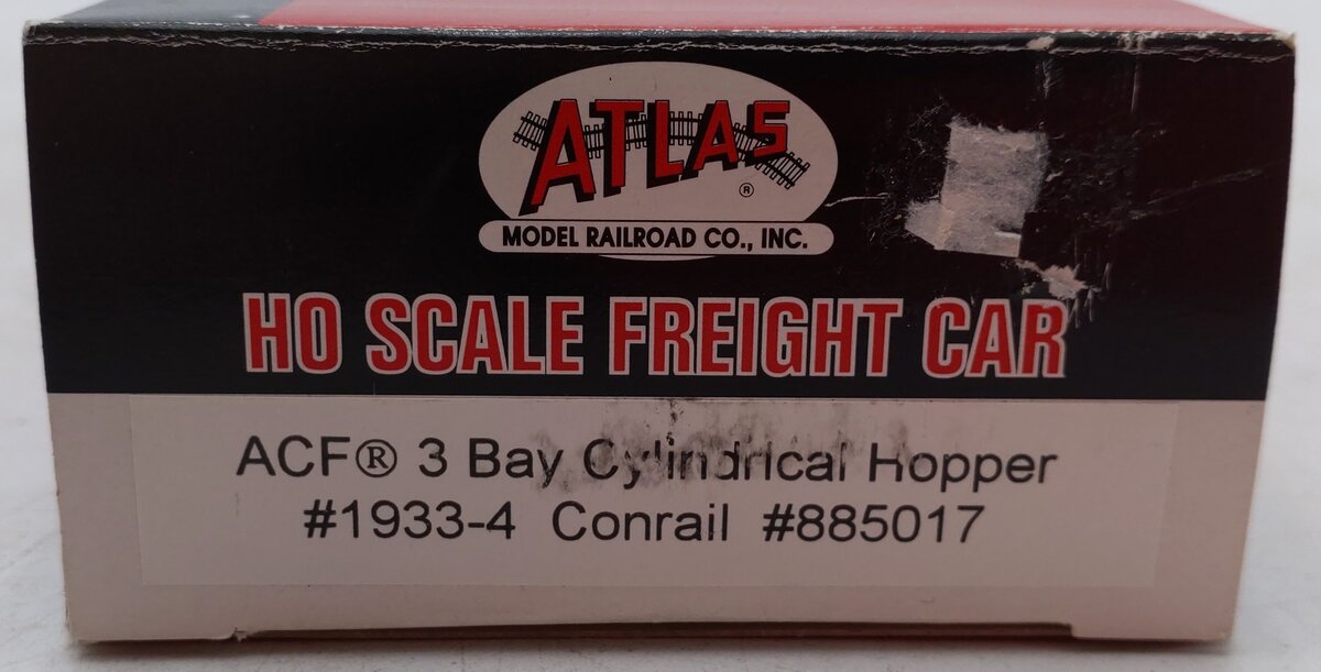 Atlas 1933-4 HO Scale Conrail ACF 3-Bay Cylindrical Hopper #885017 LN/Box