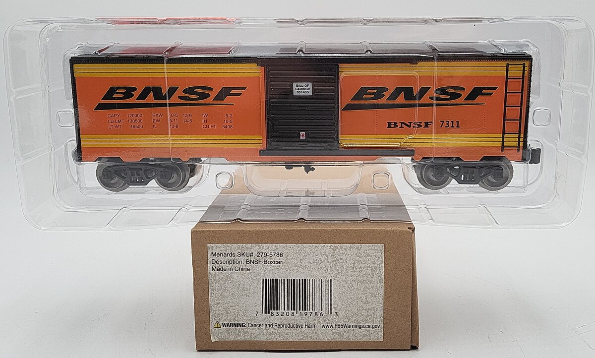 Menards 279-5786 O Gauge BNSF Boxcar #7311 NIB