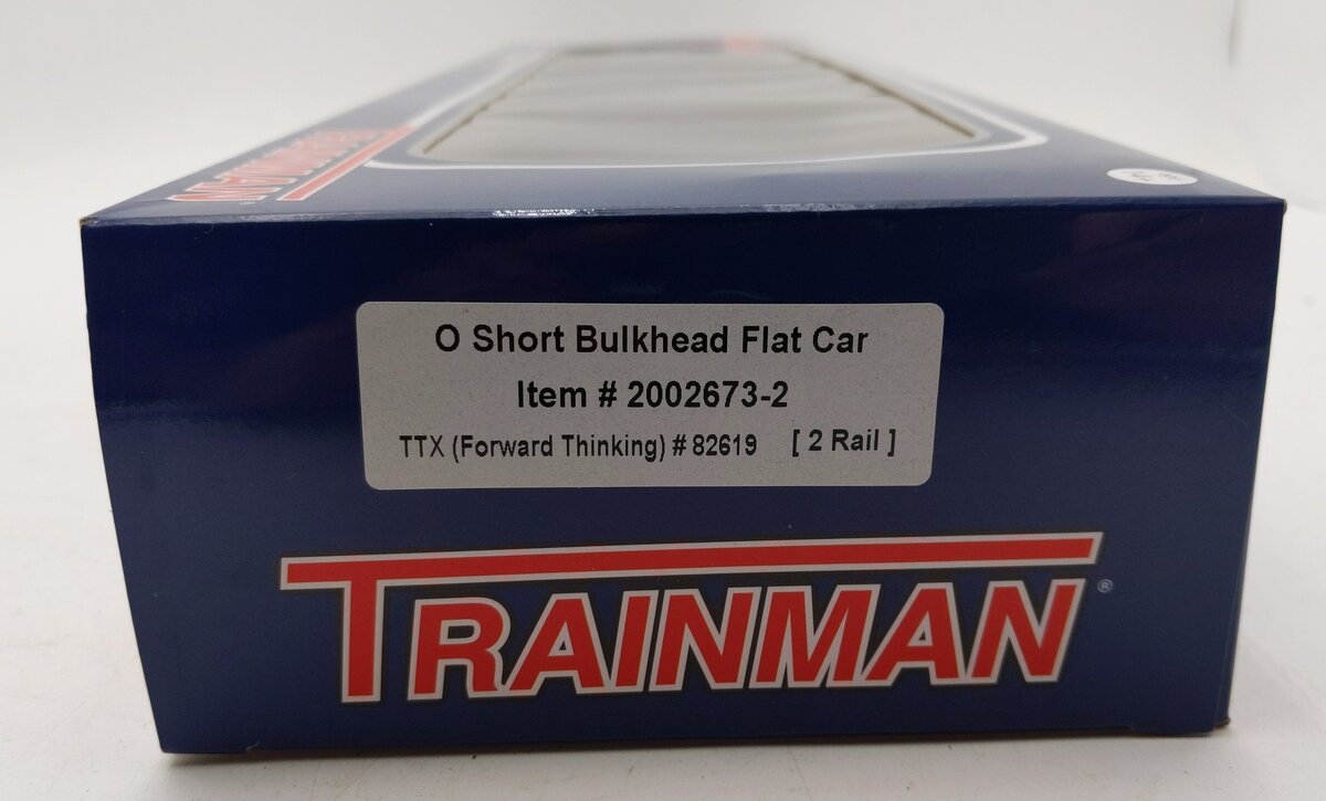 Atlas 2002673-2 O Scale TTX Short Bulkhead Flat Car #82619 (2-Rail) EX/Box