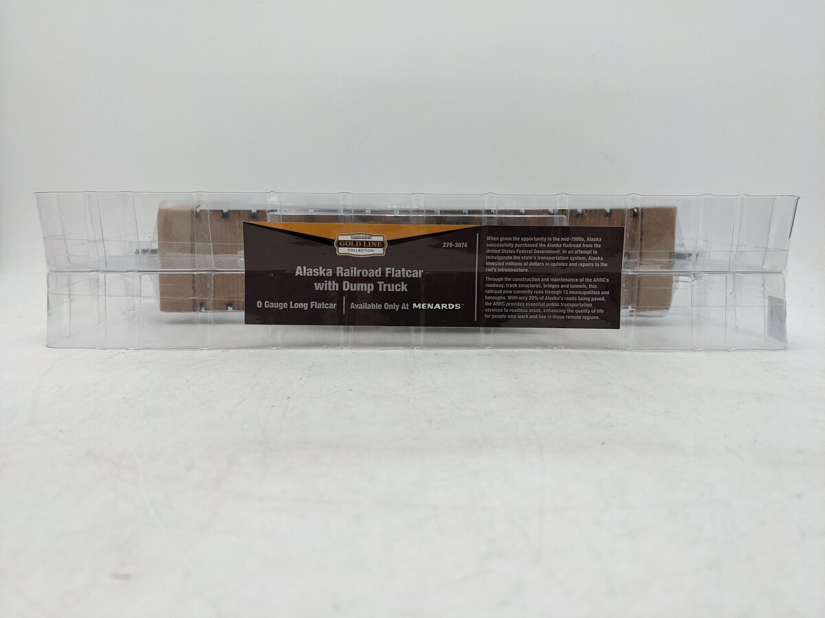Menards 279-3074 O Gauge Alaska Long Flatcar with Dump Truck #05923 NIB
