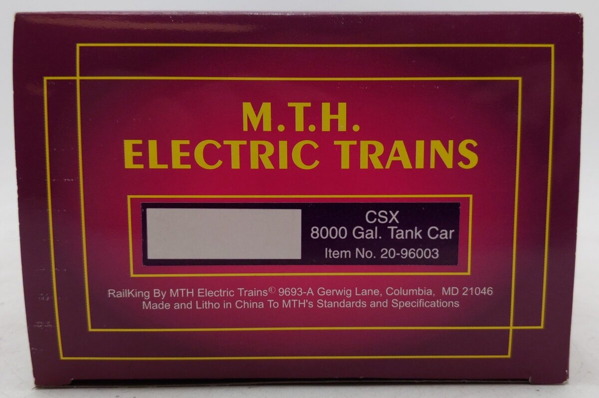 MTH 20-96003 O Gauge CSX 8000 Gallon Single Dome Tank Car #63826 EX/Box