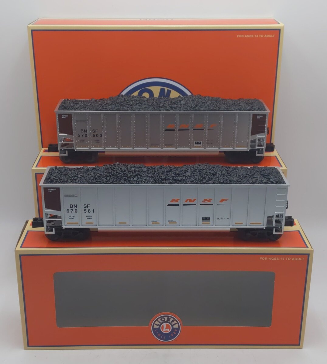 Lionel 6-84033 O Gauge Burlington Northern Santa Fe Rotary Gondola (Set of 2) NIB