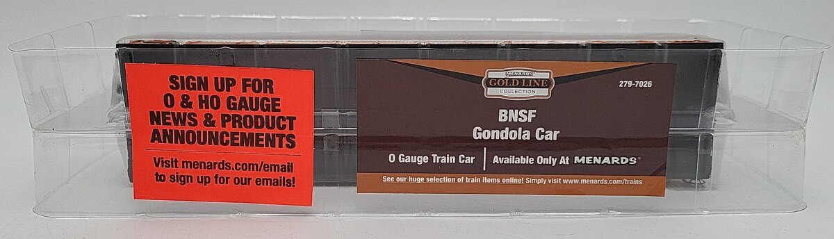 Menards 279-7026 O Gauge BNSF Gondola Car #7629 NIB