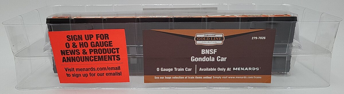Menards 279-7026 O Gauge BNSF Gondola Car #7859 NIB