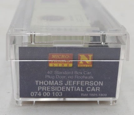 Micro-Trains 07400103 N Scale Thomas Jefferson 40' Plug Door Boxcar #1801-1809 LN/Box