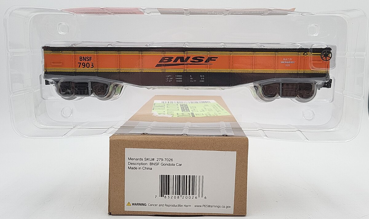 Menards 279-7026 O Gauge BNSF Gondola Car #7903 NIB