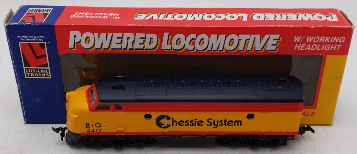 Life Like 7233 HO Chessie System B & O F-7 Diesel Locomotive #4472 EX/Box