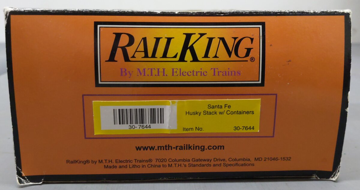 MTH 30-7644 O Gauge BNSF Husky-Stack Car with Containers #212261 EX/Box