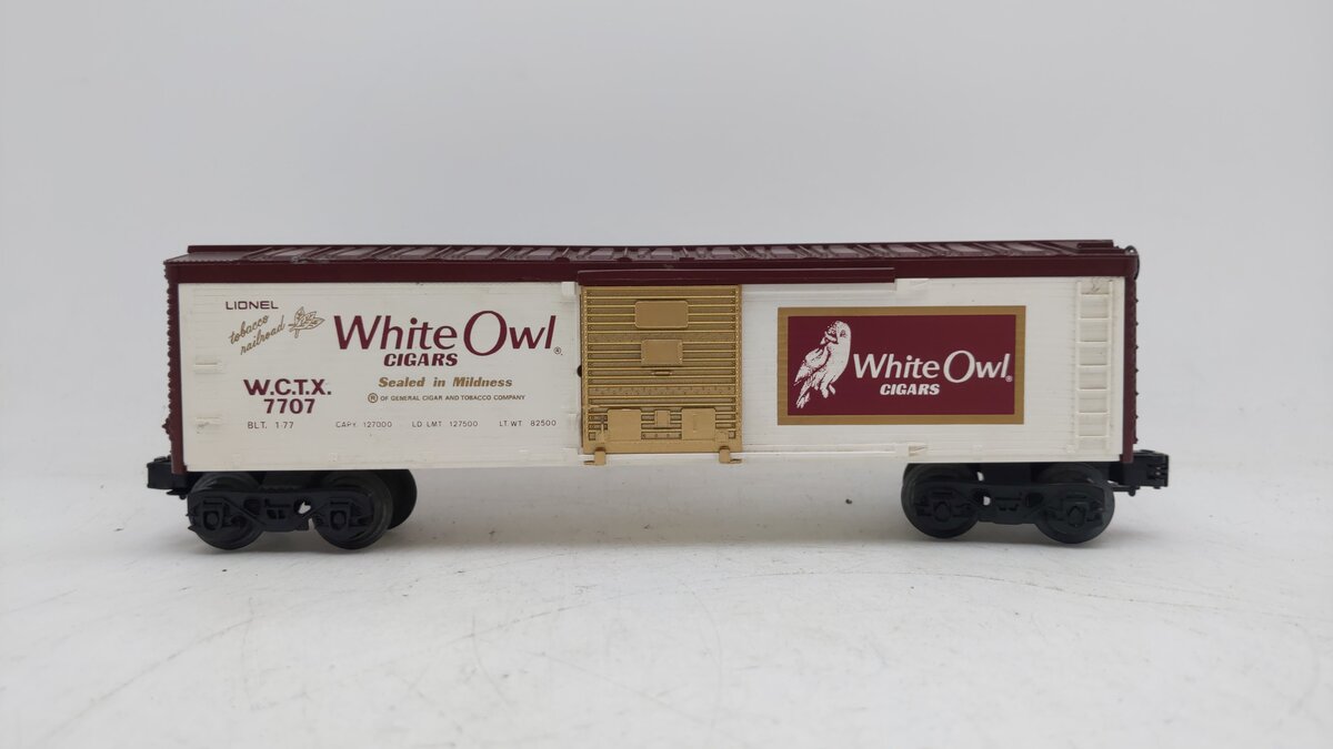 Lionel 6-7707 O Gauge White Owl Cigar Boxcar EX