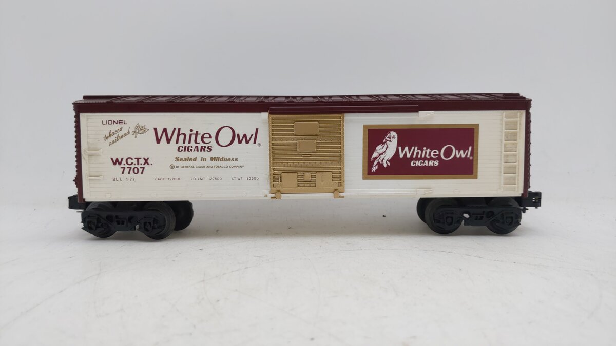 Lionel 6-7707 O Gauge White Owl Cigar Boxcar EX