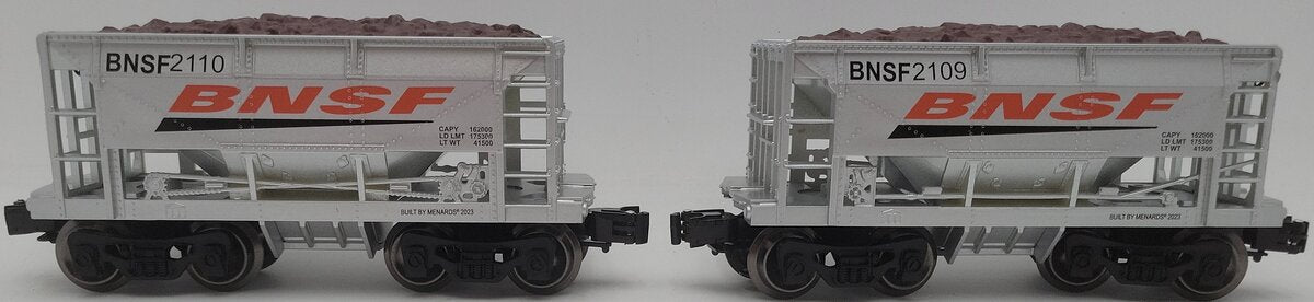 Menards 275-9155 O Gauge BNSF Ore Cars #2109/#2110 (2 Pack) EX