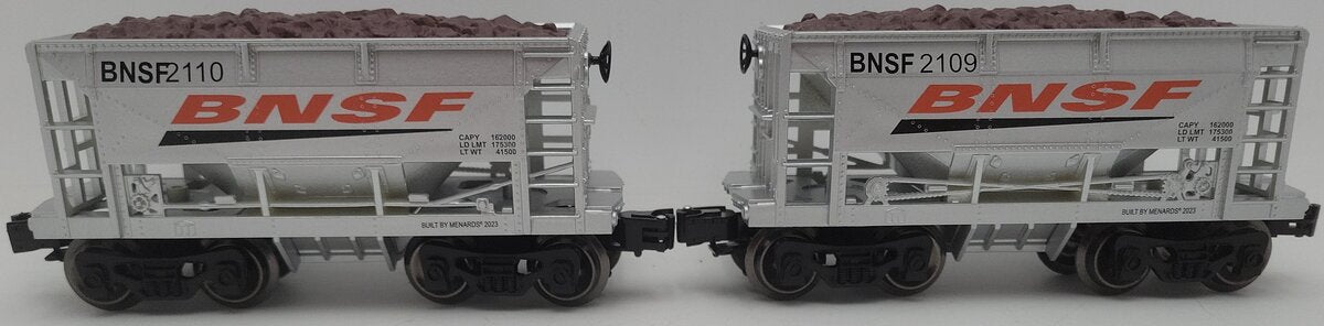 Menards 275-9155 O Gauge BNSF Ore Cars #2109/#2110 (2 Pack) EX