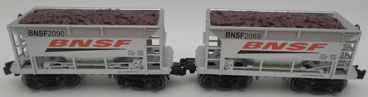 Menards 275-9155 O Gauge BNSF Ore Cars #2089/#2090  (2 Pack) EX