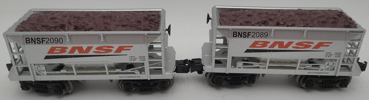 Menards 275-9155 O Gauge BNSF Ore Cars #2089/#2090  (2 Pack) EX