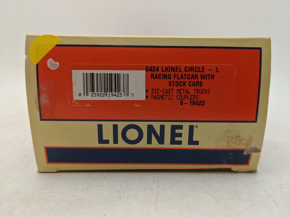 Lionel 6-19423 O Gauge Lionel Circle-L Racing Flatcar with Stock Car Load #6424 EX/Box