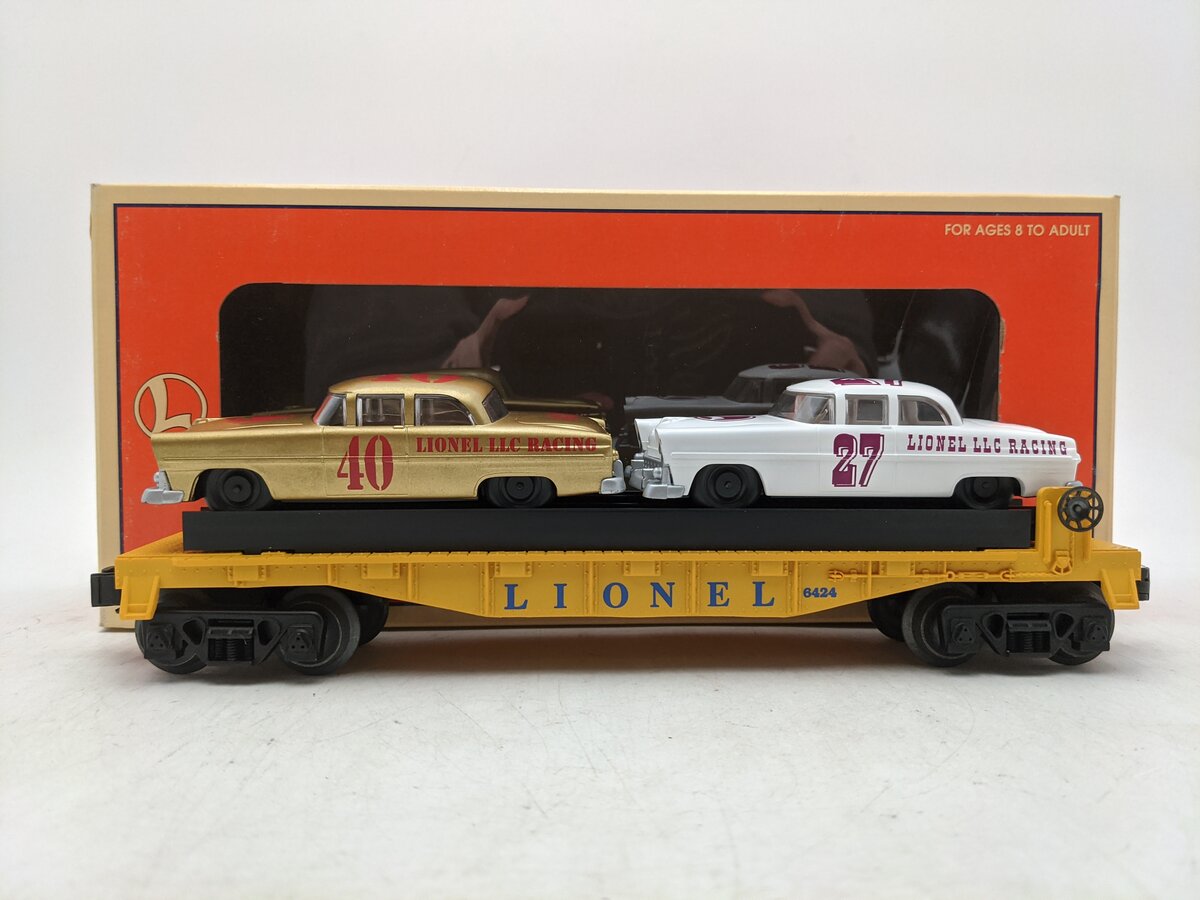 Lionel 6-19423 O Gauge Lionel Circle-L Racing Flatcar with Stock Car Load #6424 EX/Box