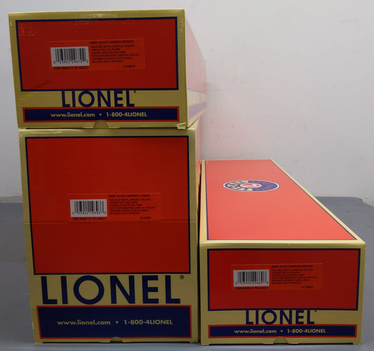 Lionel 6-19393 O BNSF 89' Autorack Cars (Set of 2) LN/Box