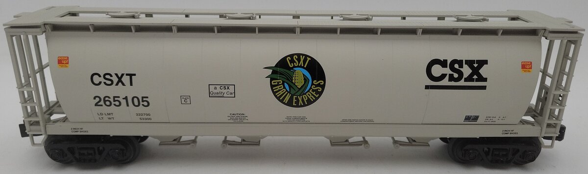 MTH 30-75521 O CSX RailKing 4-Bay Cylindrical Hopper Car #265105 EX/Box